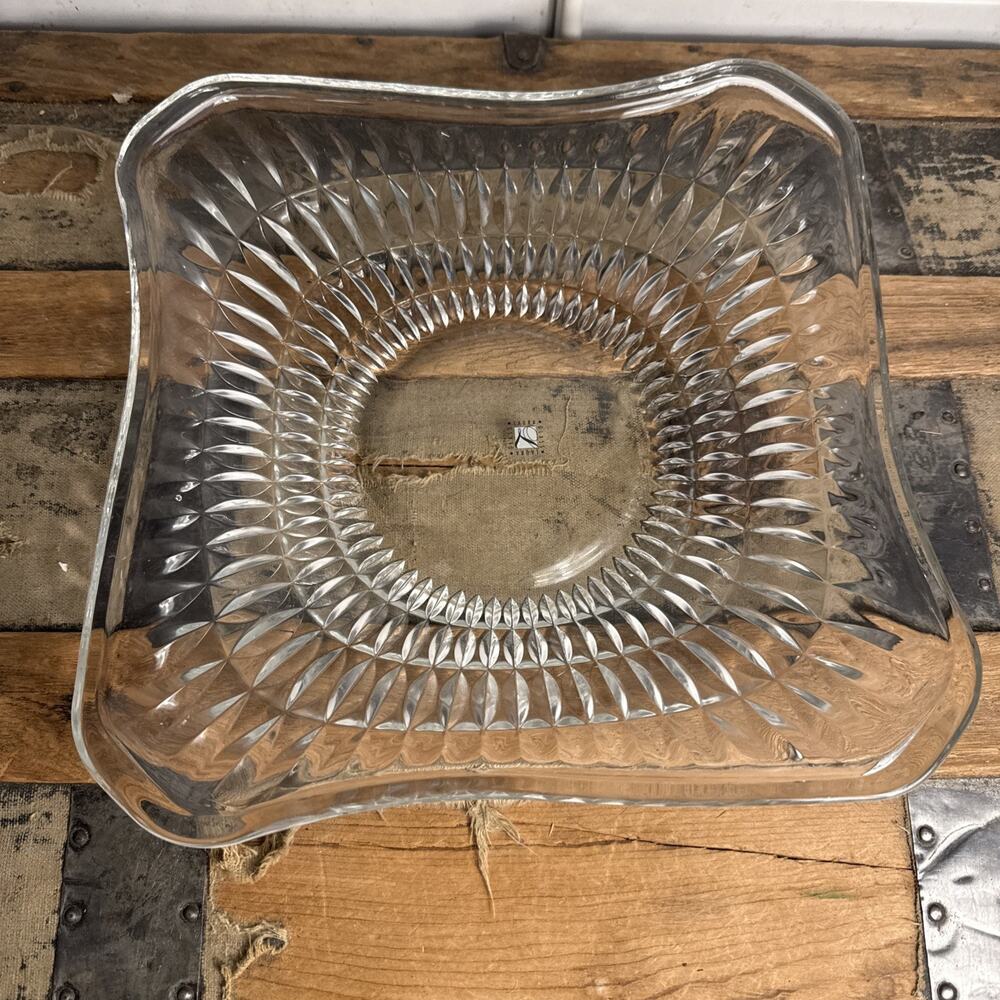 Vintage ADERIA Square Glass Console Centerpiece Bowl Japan 11.75”